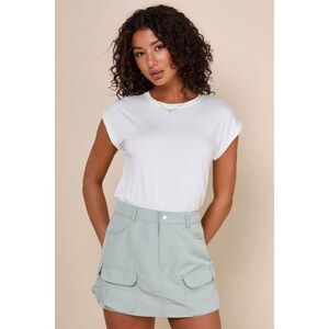 Lulus City Sensation Sage Green High-rise Cargo Mini Skort - Size XS